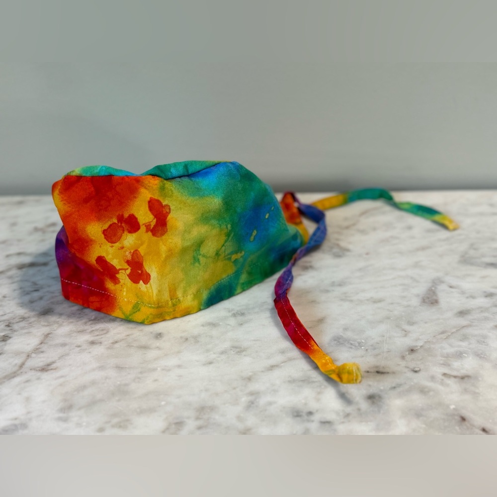 New tie dye scrub cap with satin lining